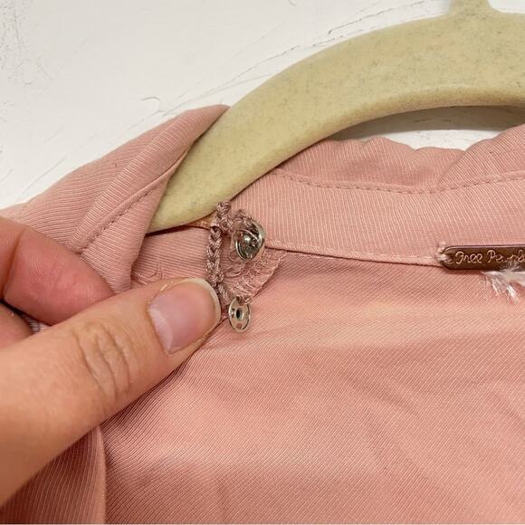 Free People Peach Button Down Long Sleeve Babydoll Mini Dress Oversized S - Picture 12 of 12